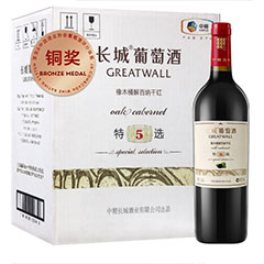 长城 特选5年橡木桶解百纳干红葡萄酒 750ml_6瓶 整箱装 中粮出品